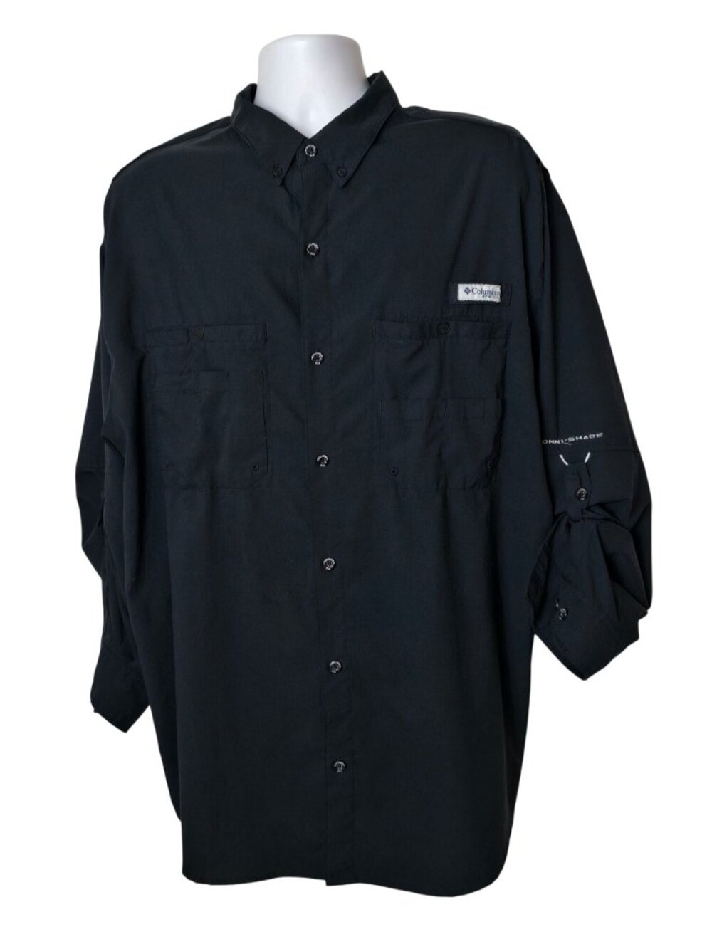 Columbia Mens XXL Fishing Shirt Tamiami II Lng-Slv Black Omni-Shade UV Protectio